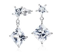 Star n Square CZ Earring Silver ECS-27